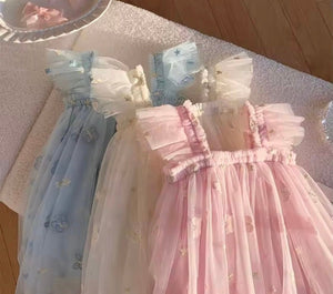 Whimsical Butterfly Fairy Tulle Birthday Dress - Blue - Fox Baby & Co