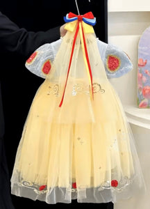 Luxe Snow White Princess Sparkle Party Dress Costume & Tulle Clip - Fox Baby & Co