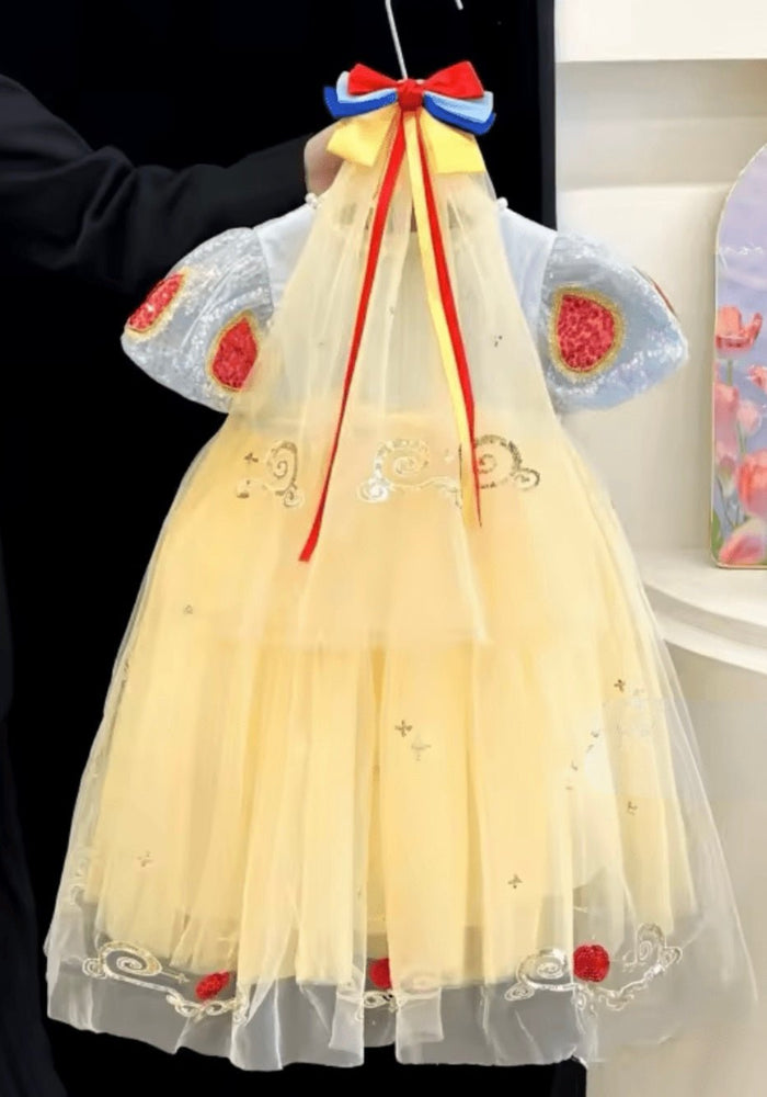 Luxe Snow White Princess Sparkle Party Dress Costume & Tulle Clip - Fox Baby & Co