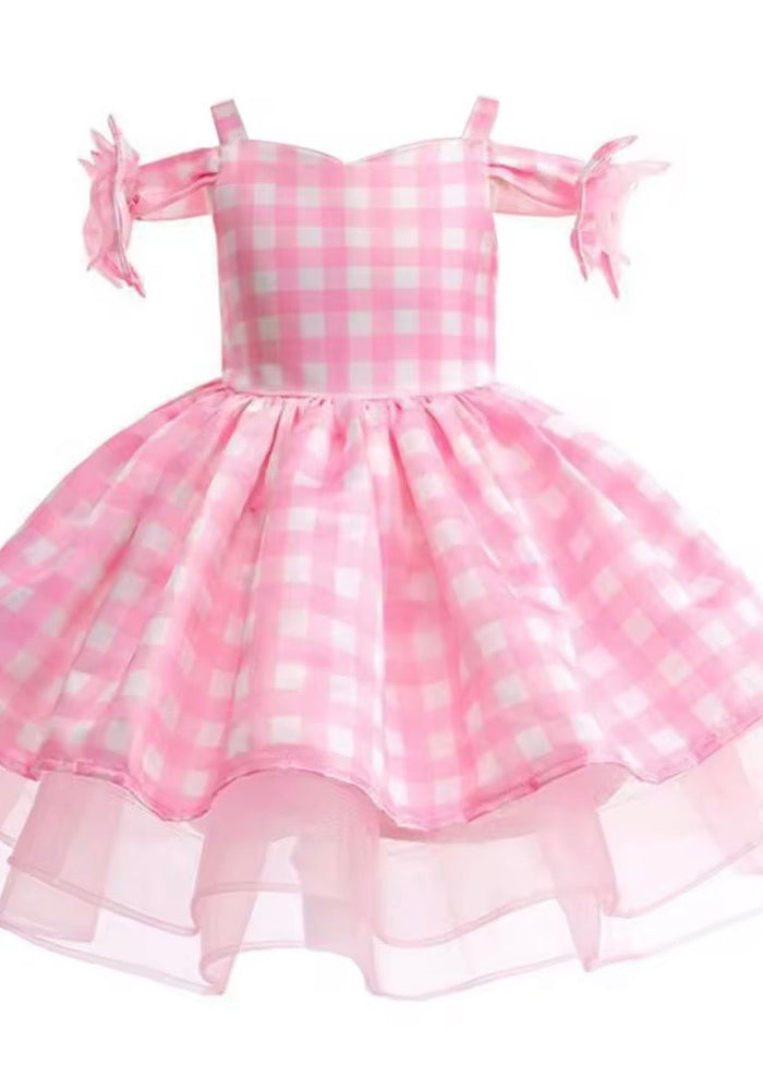 Kid little Girls Pink Gingham Barbie Party Dress - Fox Baby & Co