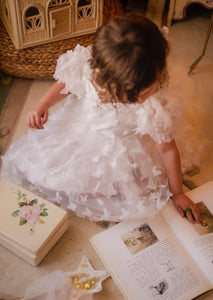 Kids girls Tea Party Butterfly Tulle Dress - White