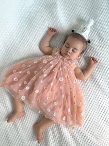 1st Birthday Kids little girl Arabella Daisy Tulle Dress - Pink/Yellow - Fox Baby & Co