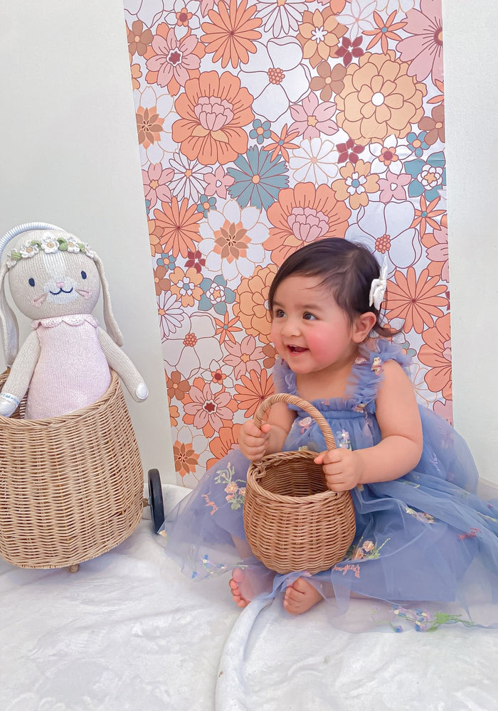 Arabella Garden Floral Tulle Birthday Dress - blue - Fox Baby & Co