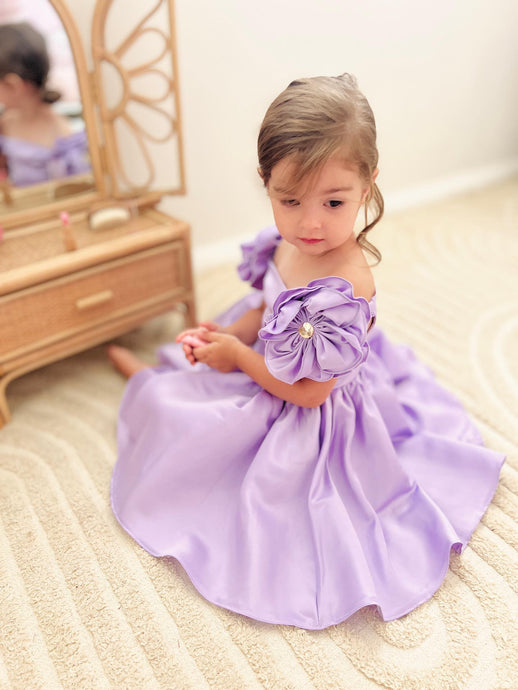 Kids little girls Talulah Flower Party Dress - Purple (pre order) - Fox Baby & Co