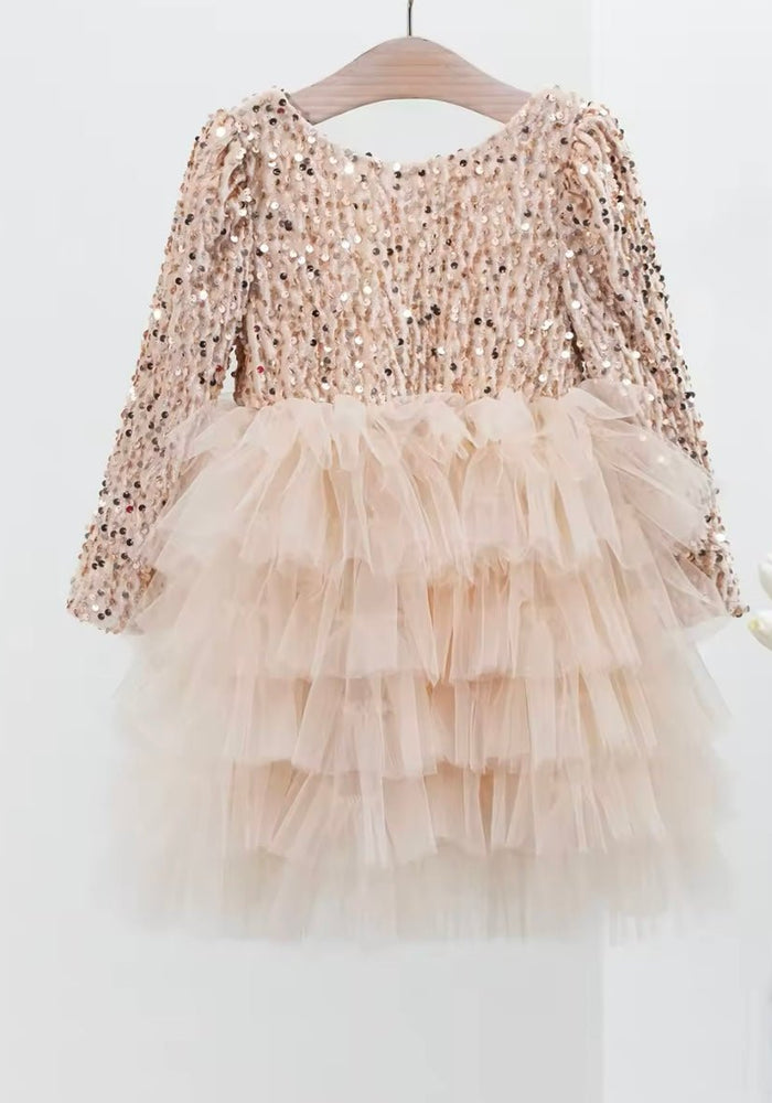 Gold Winter Wonderland Frill Tutu Long Sleeve Dress - Fox Baby & Co