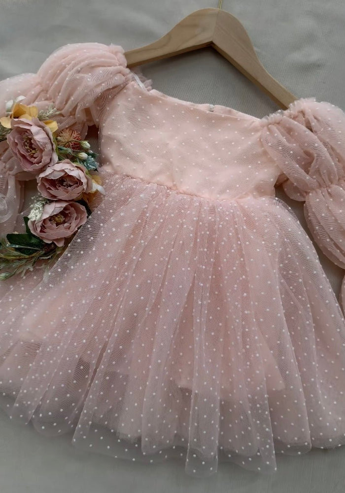 Flowergirl Fairy Wonderland Long Sleeve Luxe Tulle Dress - Pink Dots (pre order) - Fox Baby & Co