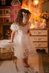 Kids girls Tea Party Butterfly Tulle Dress - White