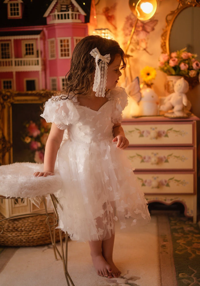 Kids girls Tea Party Butterfly Tulle Dress - White - Fox Baby & Co