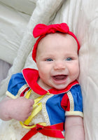 Load image into Gallery viewer, Baby Girls Snow White Princess Puff Tulle Romper with bow - Fox Baby &amp; Co
