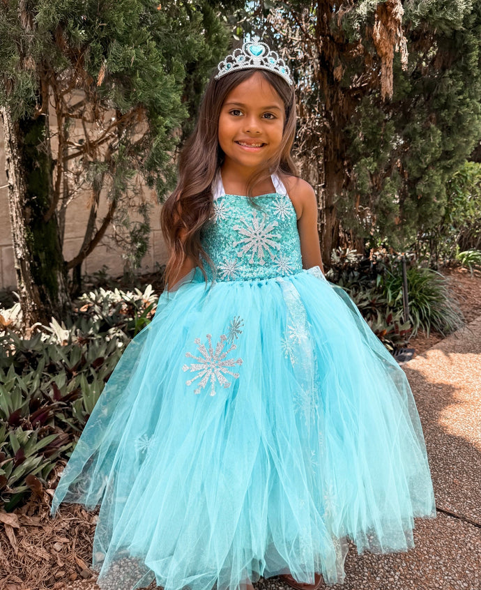 Elsa Snow Princess Tulle Tutu Dress Costume with Jewellery Set - Fox Baby & Co