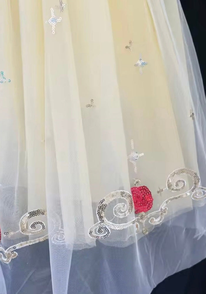 Luxe Snow White Princess Sparkle Party Dress Costume & Tulle Clip - Fox Baby & Co