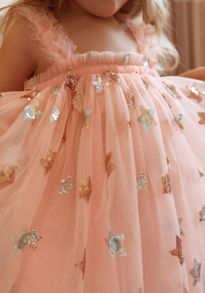 Christmas Tutu Stars & Moons Little Girls Tulle Dress - Pink - Fox Baby & Co