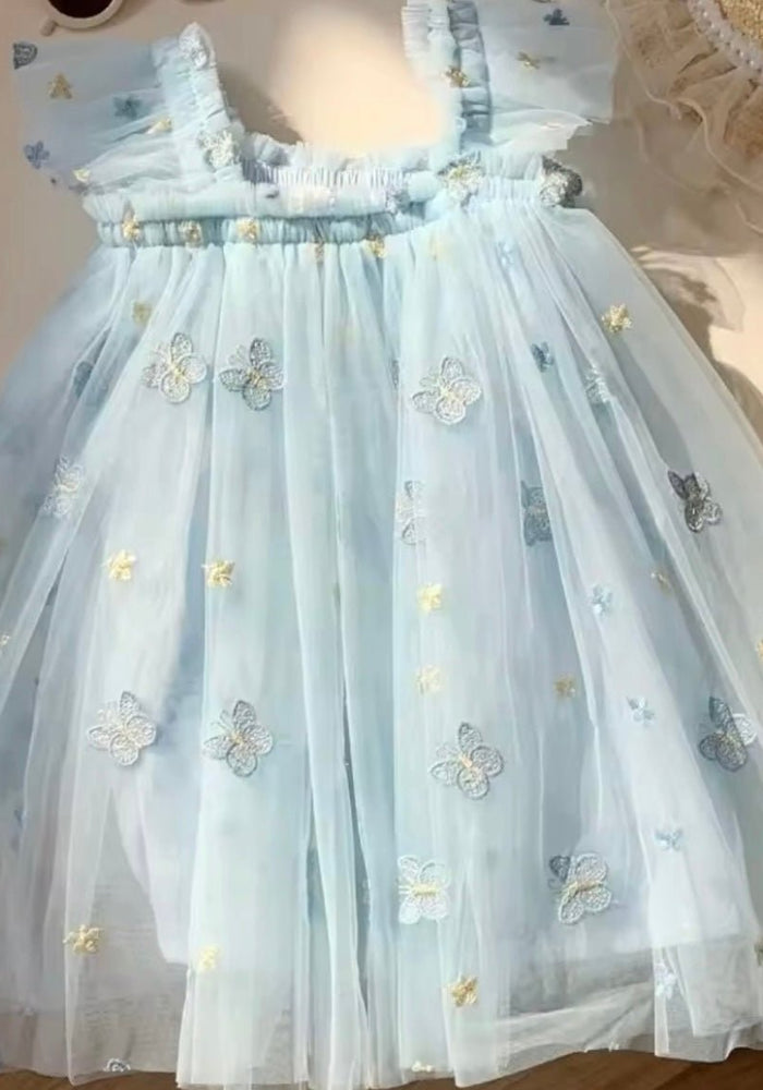 Whimsical Butterfly Fairy Tulle Birthday Dress - Blue - Fox Baby & Co