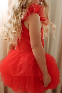 Luxe Ballerina Christmas Sparkle Tulle Tutu Leotard - Red - Fox Baby & Co