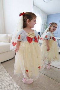 Luxe Snow White Princess Sparkle Party Dress Costume & Tulle Clip - Fox Baby & Co