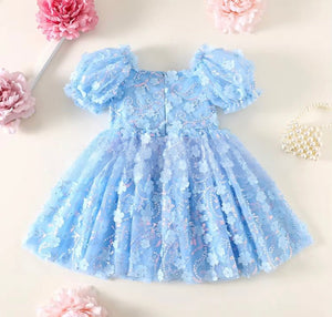 Kids girls Tea Party Sparkle Tulle Dress - Blue - Fox Baby & Co