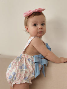 Posy Floral Bow Romper - Blue - Fox Baby & Co