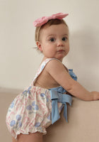Load image into Gallery viewer, Posy Floral Bow Romper - Blue - Fox Baby &amp; Co
