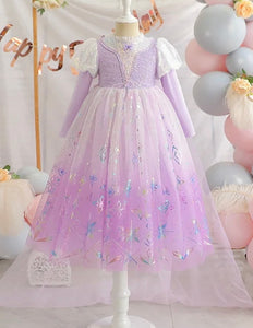 Enchanted Lavender Princess Birthday Long Sleeve Party Dress Costume