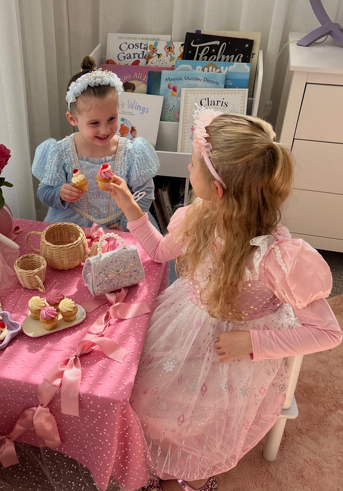 Aurora Lace Pink Princess Long Sleeve Party Dress Costume & Cape - Fox Baby & Co