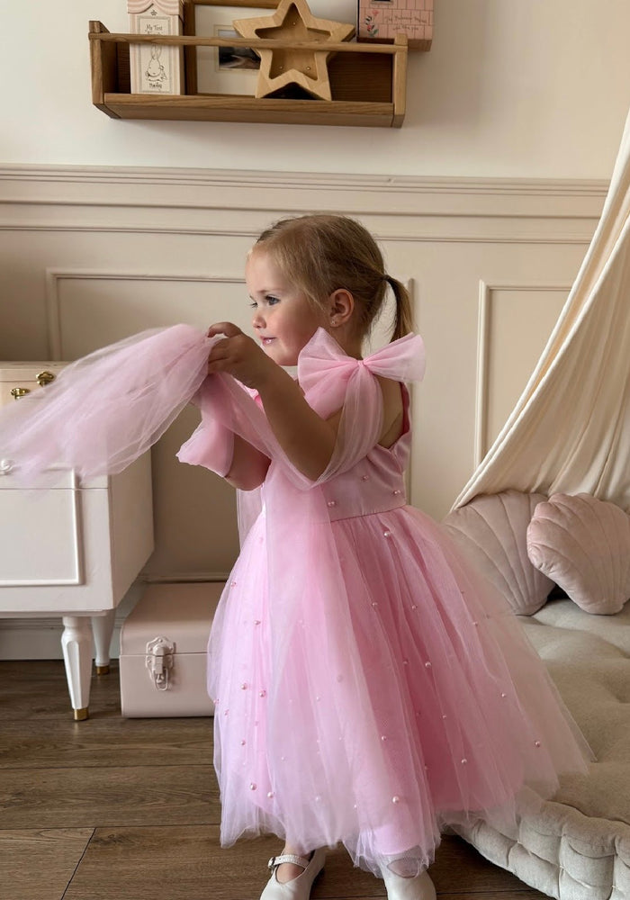 Pearl Princess Luxe Little Girls Tulle Dress - Pink - Fox Baby & Co
