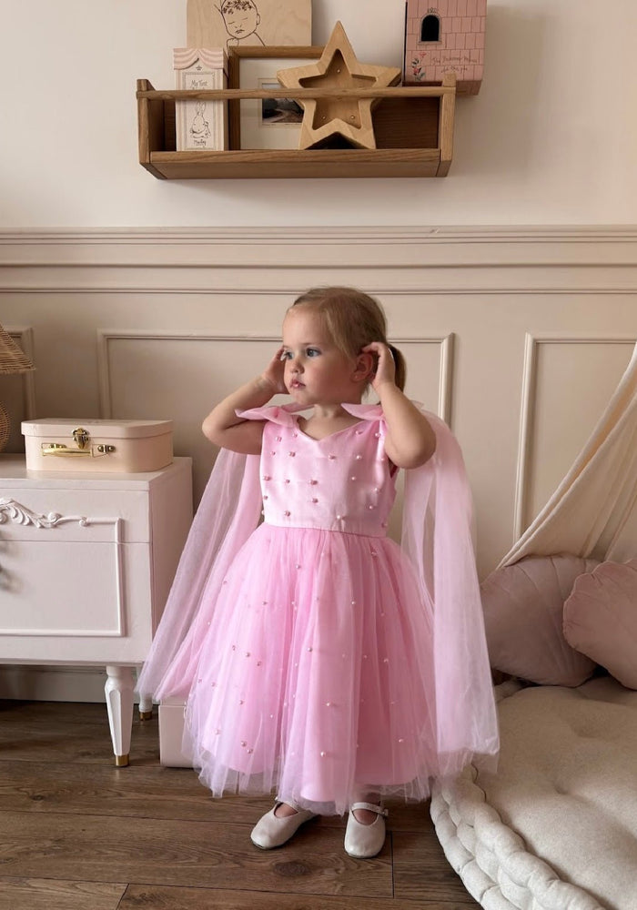 Pearl Princess Luxe Little Girls Tulle Dress - Pink - Fox Baby & Co