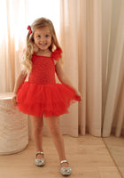 Load image into Gallery viewer, Luxe Ballerina Christmas Sparkle Tulle Tutu Leotard - Red - Fox Baby &amp; Co
