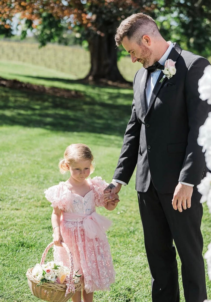 Kids girls Tea Party Sparkle Tulle Dress - Blush Pink - Fox Baby & Co