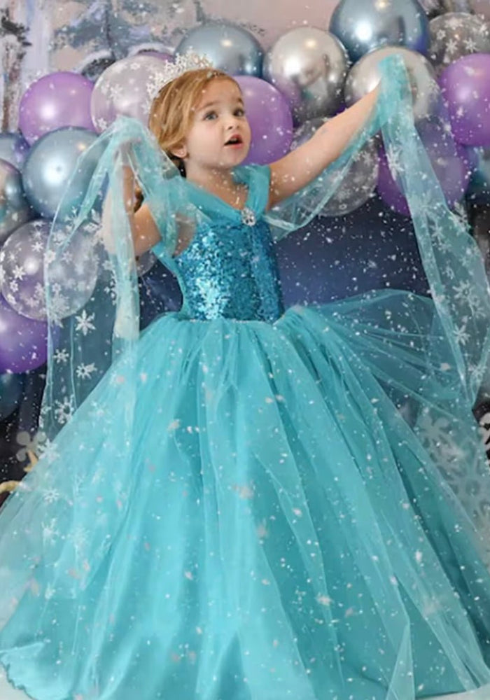 girls elsa snow princess dress Frozen Snow Queen Elsa Deluxe Girls' Costume, Medium (7-8)