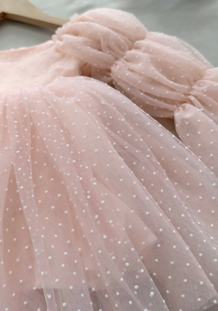 Flowergirl Fairy Wonderland Long Sleeve Luxe Tulle Dress - Pink Dots (pre order) - Fox Baby & Co