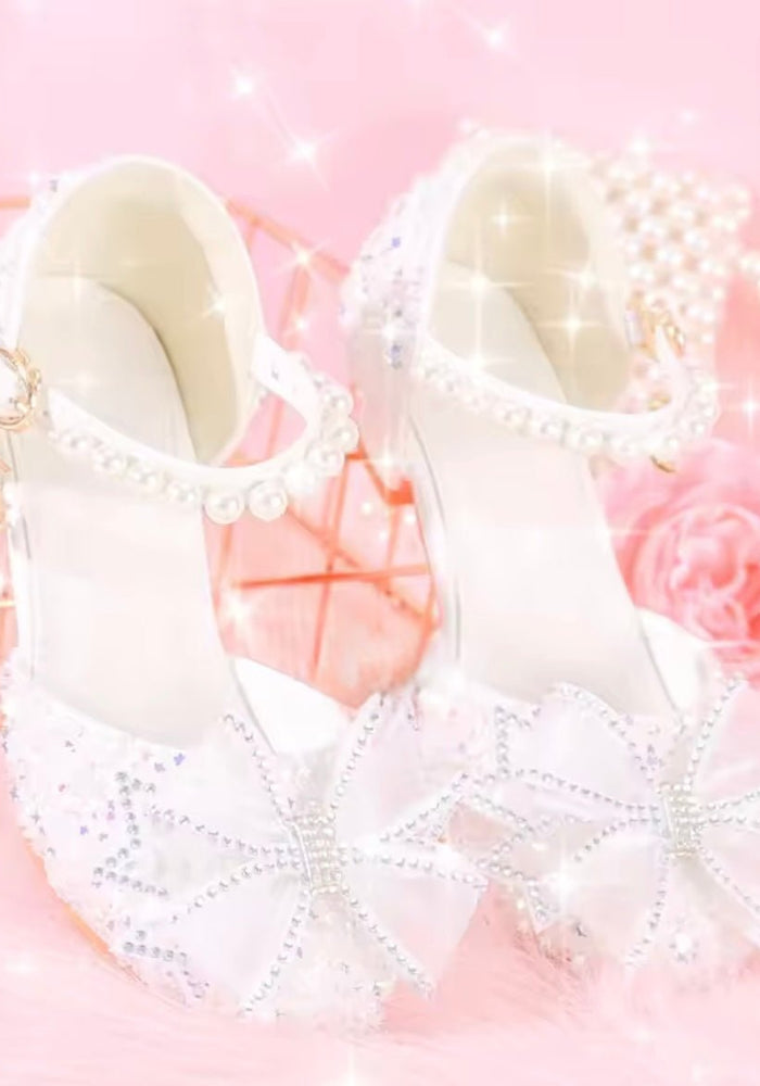 Little Girls Sparkle High Heel Princess Birthday Girl Shoe - White (pre order) - Fox Baby & Co