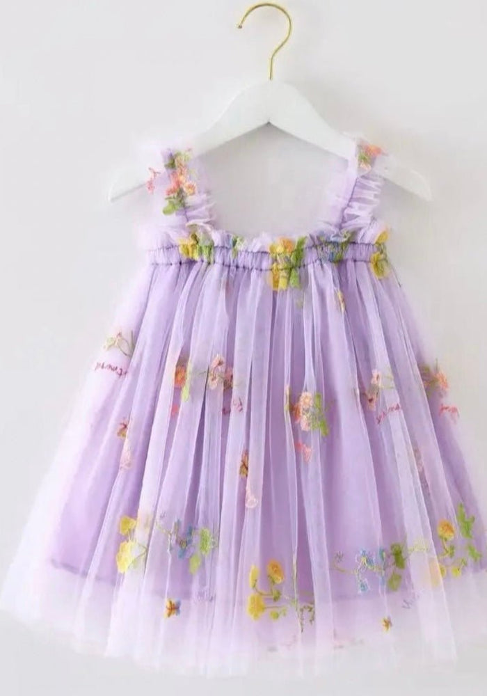 Arabella Garden Floral Tulle Birthday Dress - lilac - Fox Baby & Co