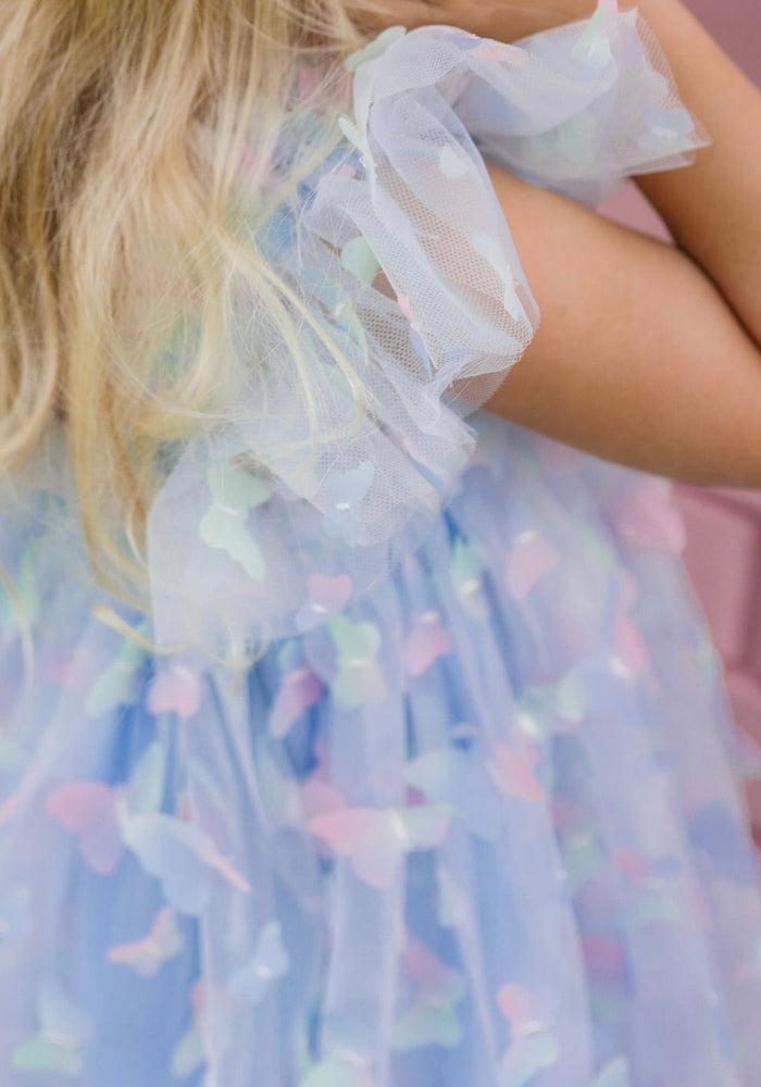 New Arabella Butterfly Luxe Fairy Tulle Birthday Dress - Blue Rainbow - Fox Baby & Co