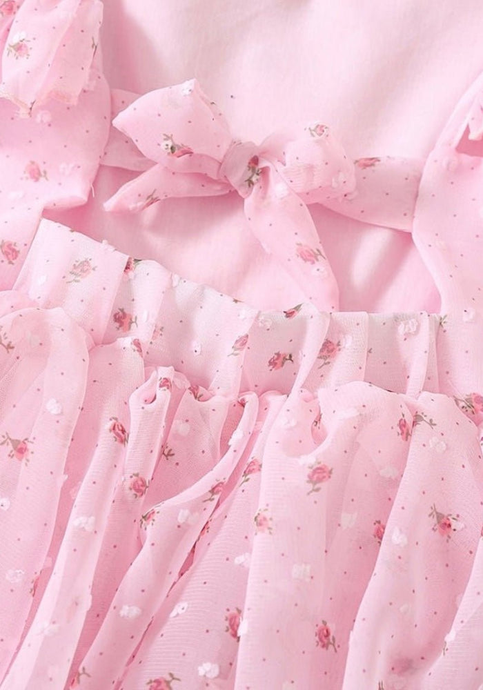 Kids little girls Rosie Floral Luxe Party Dress - Pink (pre order) - Fox Baby & Co