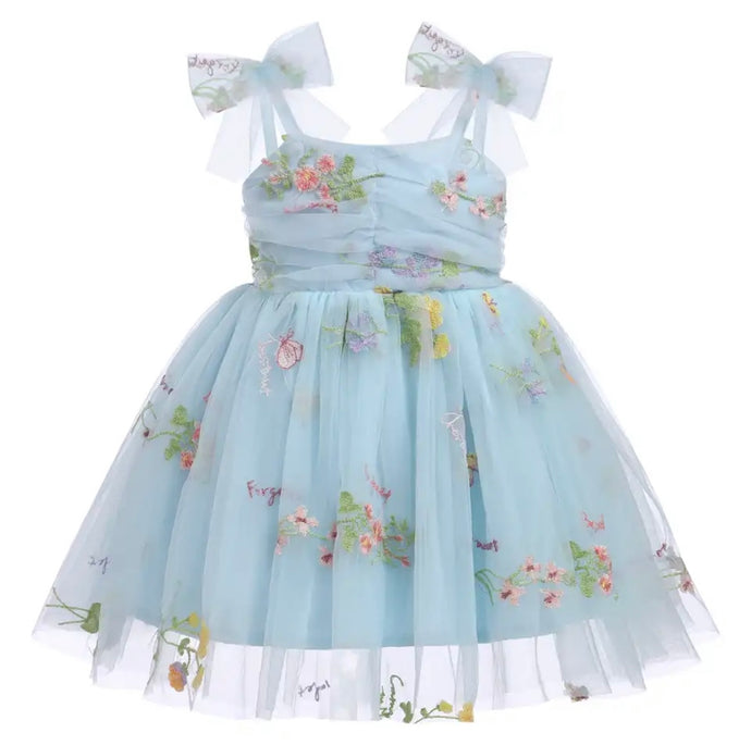 Birthday Tulle Frill Dress - Blue Floral  (pre order)
