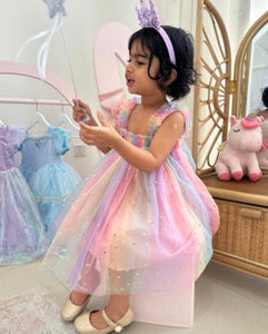 Kids little girls Arabella Tulle Fairy Birthday Dress - Rainbow Pink - Fox Baby & Co