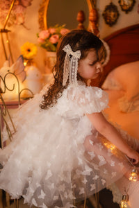 Kids girls Tea Party Butterfly Tulle Dress - White