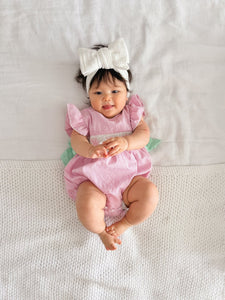 Easter Gingham Bow Romper - Pink (pre order) - Fox Baby & Co