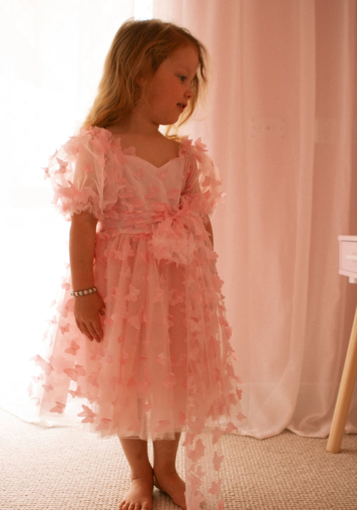 Kids girls Tea Party Butterfly Tulle Dress - Pink - Fox Baby & Co
