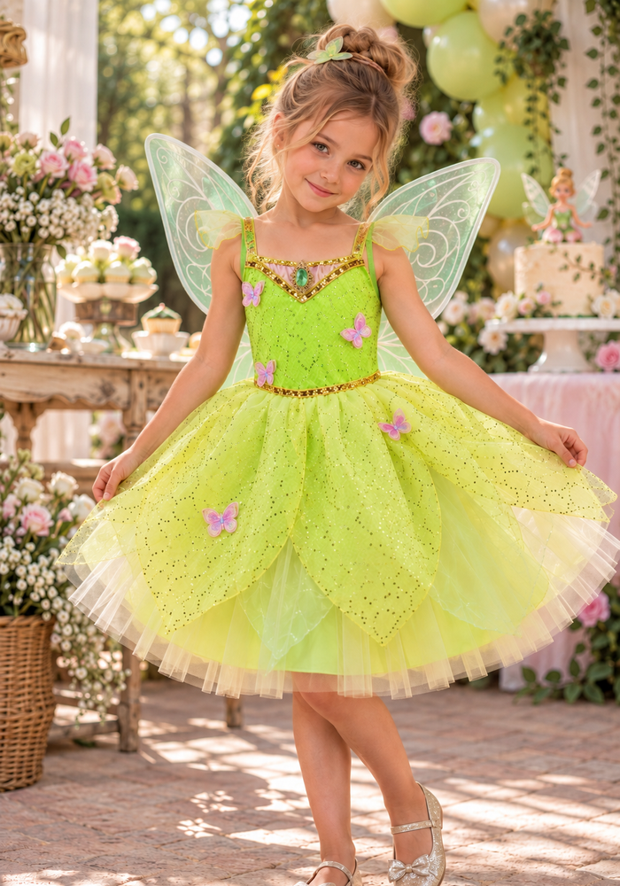 Enchanting Tinkerbell Luxe Fairy Princess Dress & matching Wings - Fox Baby & Co