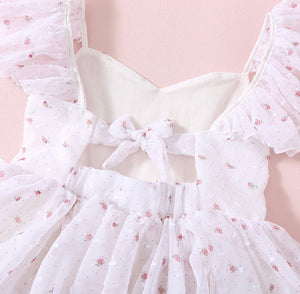 Kids little girls Rosie Floral Luxe Party Dress - White (pre order) - Fox Baby & Co