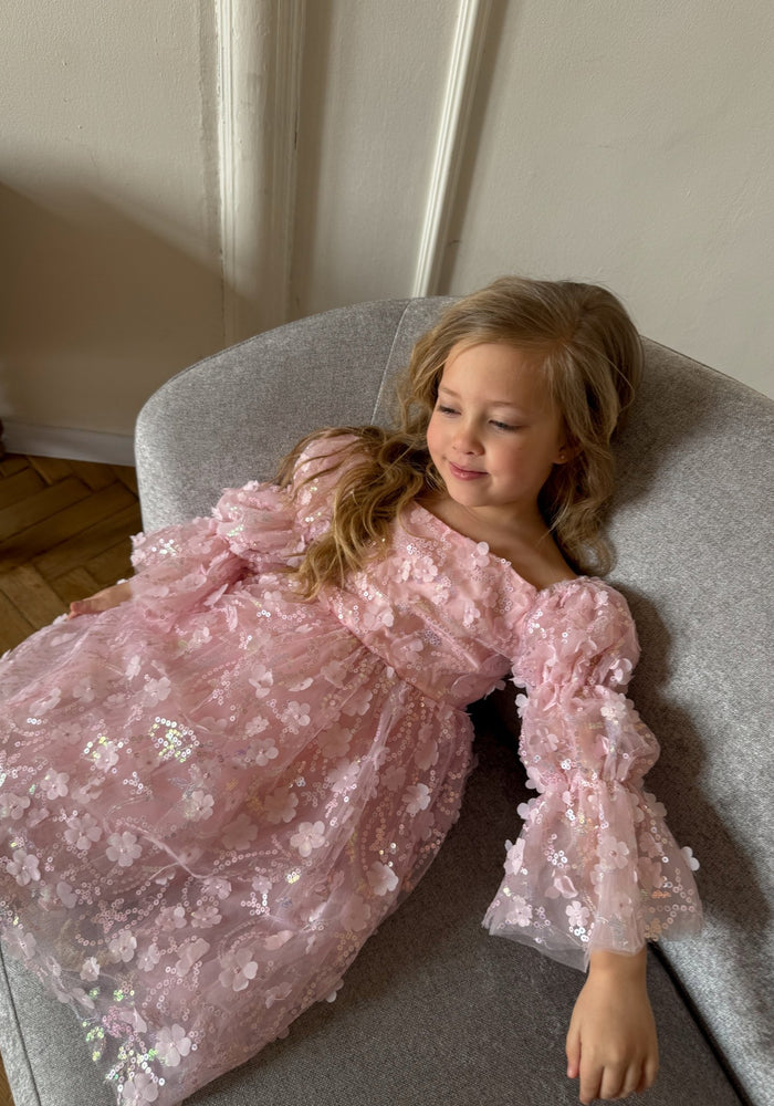 Flowergirl Sparkle Wonderland Long Sleeve Luxe Tulle Dress - Pink - Fox Baby & Co