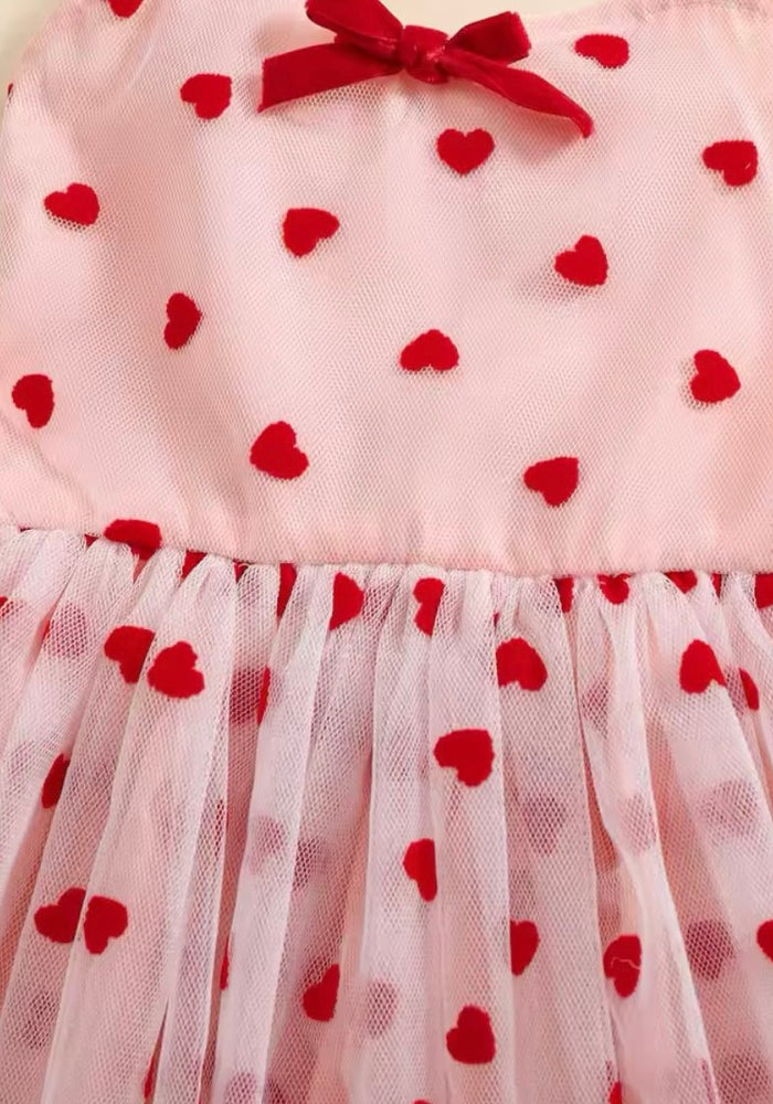 Baby Girl Valentine Tiny Heart Tulle Dress - Pink (pre order) - Fox Baby & Co