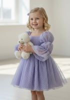 Load image into Gallery viewer, Flowergirl Fairy Wonderland Long Sleeve Luxe Tulle Dress - Pink Dots - Lilac - Fox Baby &amp; Co
