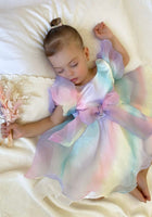 Load image into Gallery viewer, Kids little girls Rainbow Sherbet Luxe Party Dress (pre order) - Fox Baby &amp; Co
