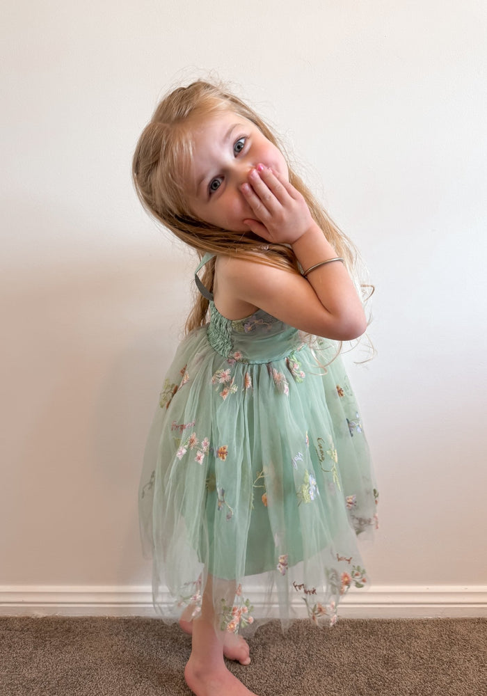 Birthday Tulle Frill Dress - Mint Floral - Fox Baby & Co