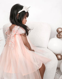 Kids little Girls Aurora Tulle Fairy Birthday Dress - Baby Pink