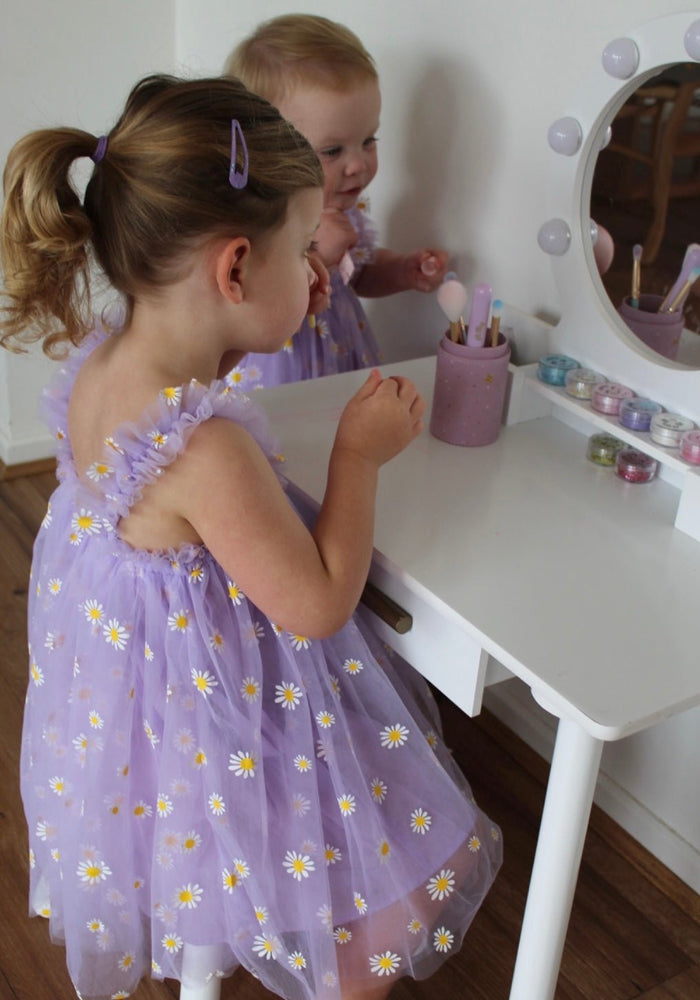 Kids little girl Arabella Daisy Tulle Dress - Purple - Fox Baby & Co
