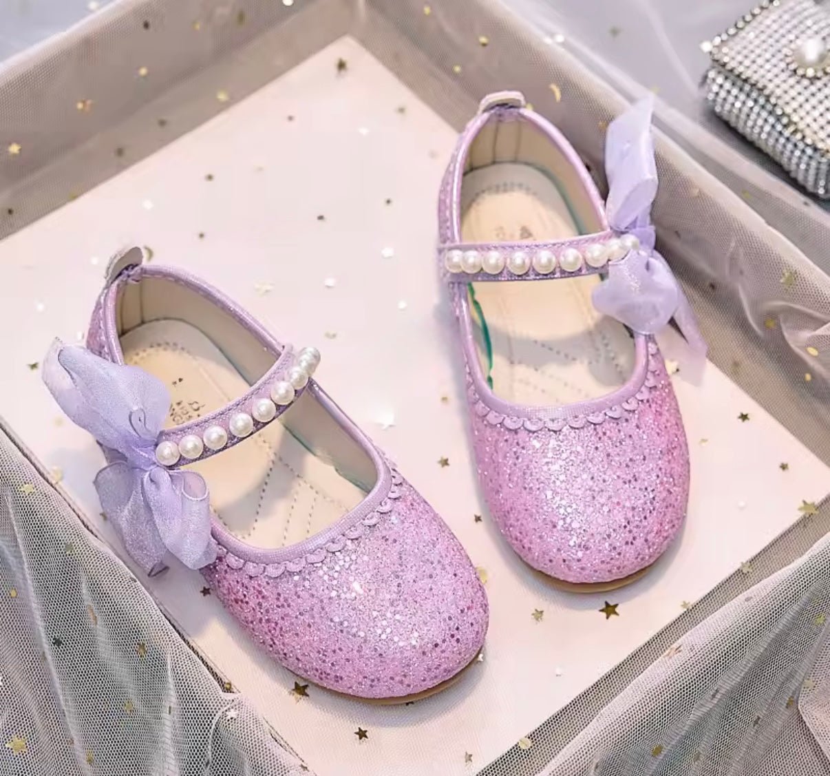 Little Bow Lilac Pearl Princess Birthday Girl Mary Jane Shoe (pre order) - Fox Baby & Co