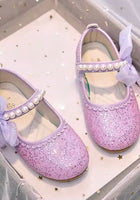 Load image into Gallery viewer, Little Bow Lilac Pearl Princess Birthday Girl Mary Jane Shoe (pre order) - Fox Baby &amp; Co
